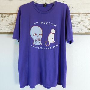 Strange Planet Tee My Precious Indifferent Creature Cat Anvil XL Purple Cotton